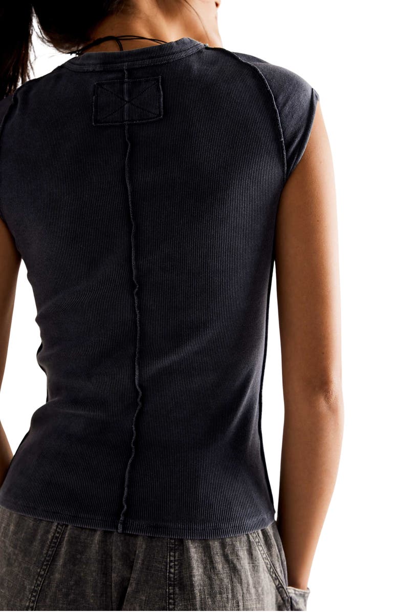 Free People Ever Had Cap Sleeve Cotton T-Shirt, Alternate, color, Black