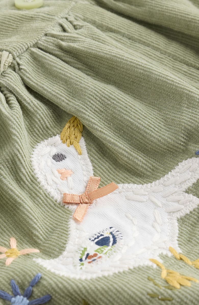 NEXT Ruffle Collar Bodysuit & Appliqué Corduroy Overalls Set, Alternate, color, Green