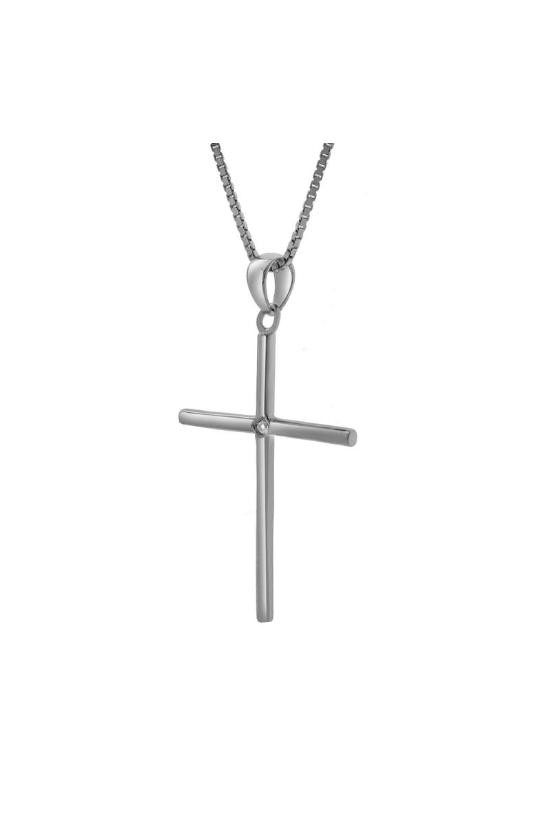 LuvMyJewelry Ruth Sterling Silver 0.01 Ct Diamond Cross Pendant, Alternate, color, 925 Sterling Silver
