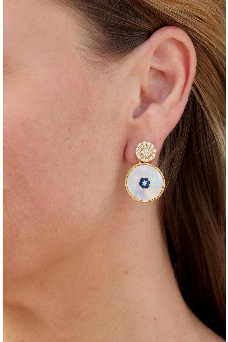 18k Gold Plated Reversible Mother of Pearl Jacket Earrings, Alternate, color, YELLOW