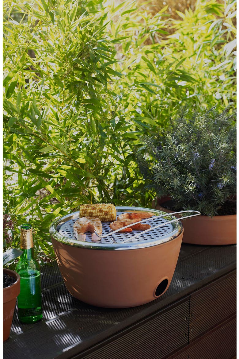 Two-in-One Planter & Barbecue, Alternate, color, BROWN