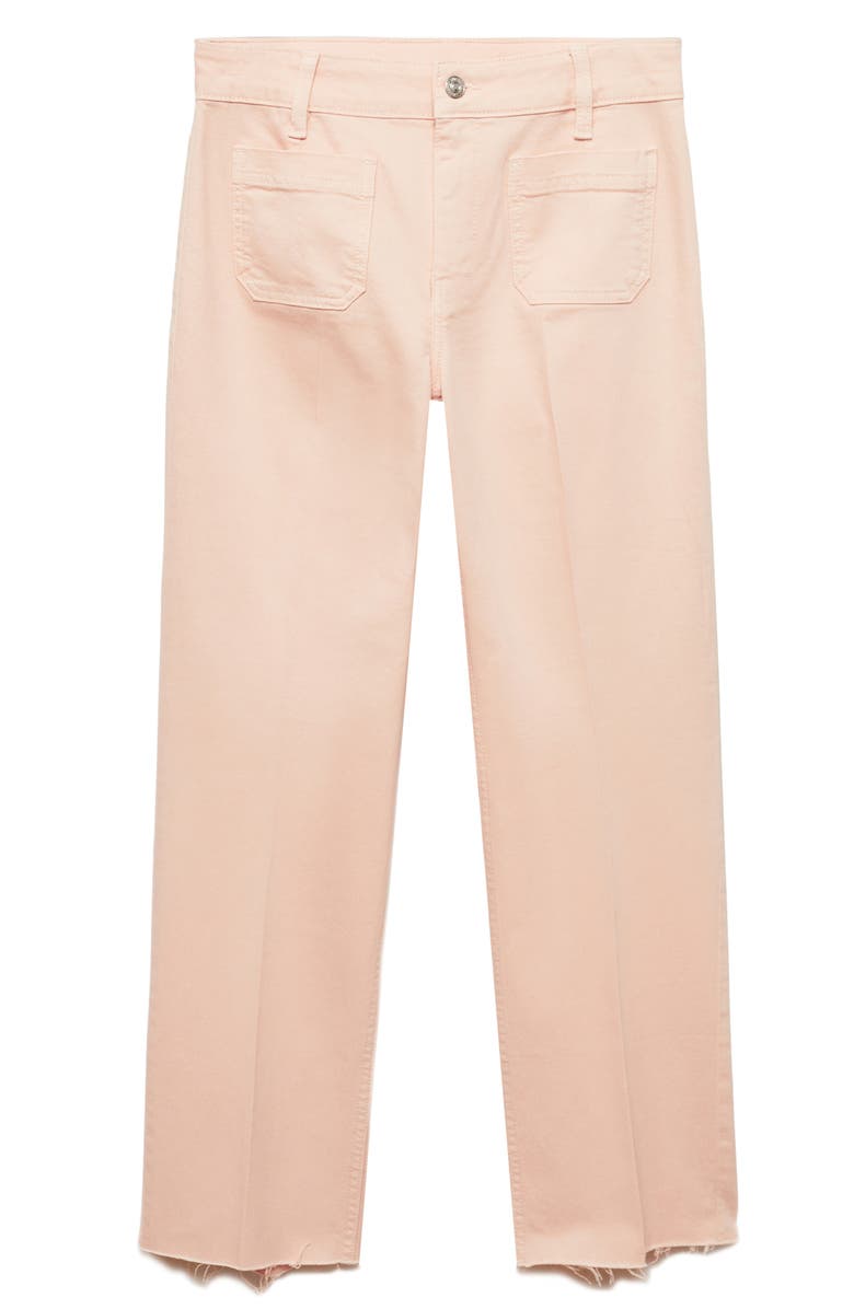 MANGO Alex Raw Hem Patch Pocket Crop Flare Jeans, Alternate, color, Pink
