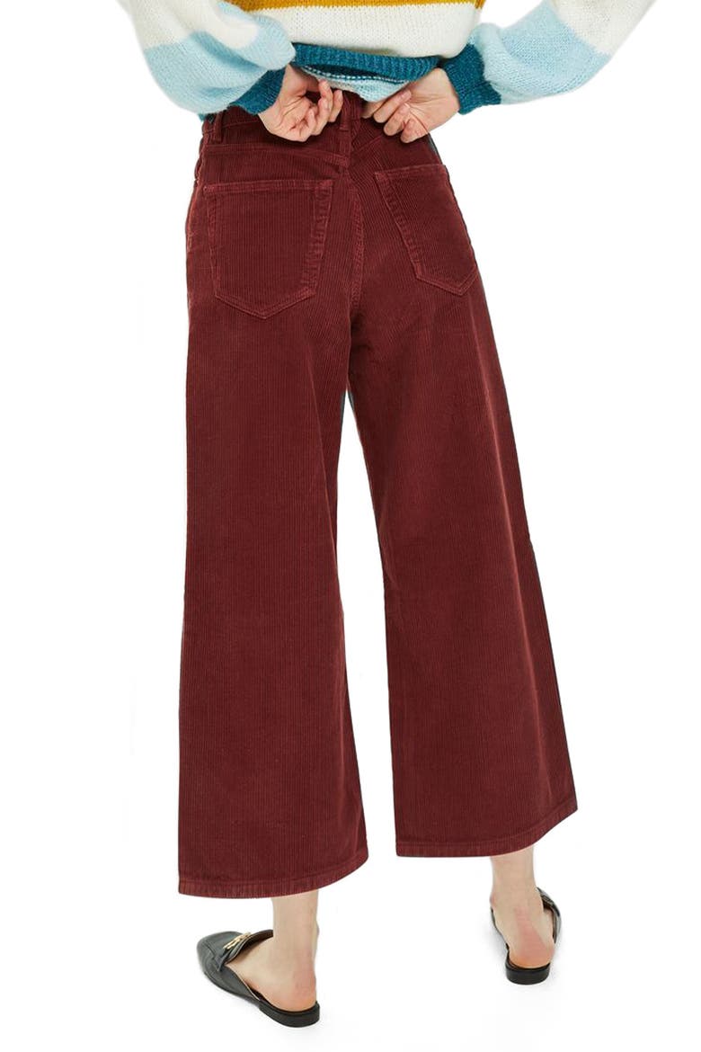 Wide Leg Corduroy Trousers, Alternate, color, PLUM