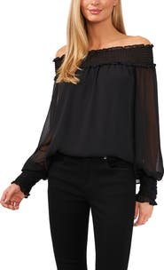 CeCe Off the Shoulder Smocked Blouse