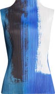Pleats Please Issey Miyake Jump Print Pleated Sleeveless Top