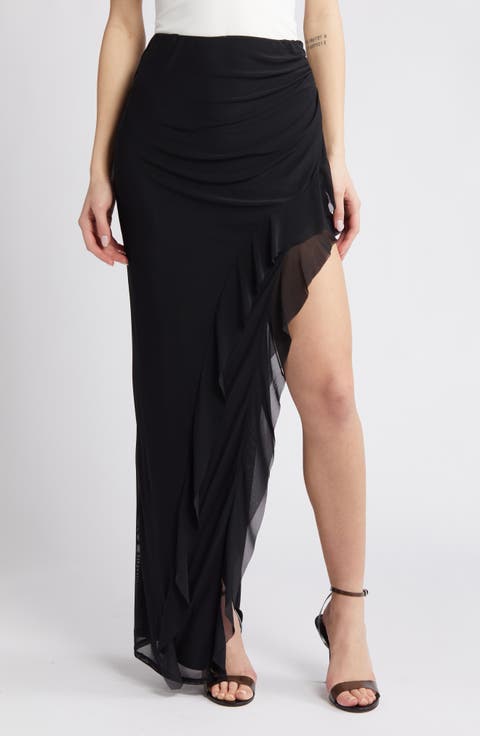 Sal Floral Asymmetric Ruffle Skirt