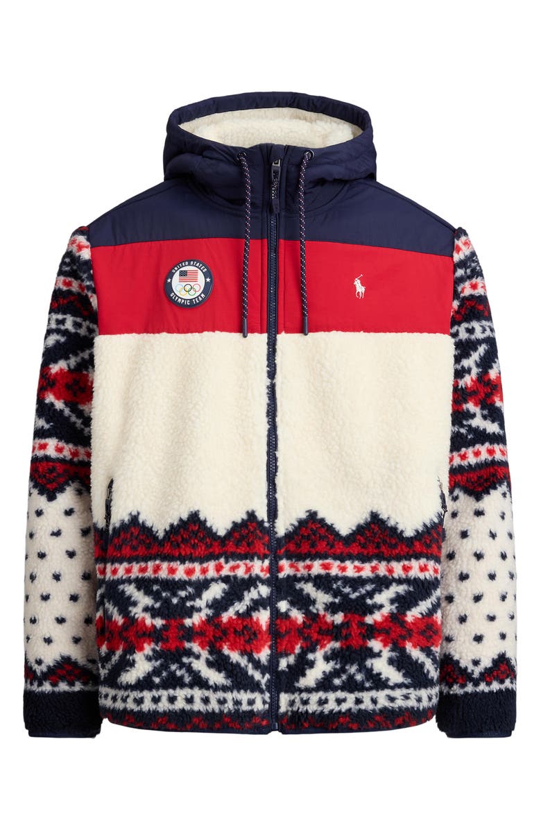 Polo Ralph Lauren Team USA Hybrid Fleece Zip Hoodie, Alternate, color, Refined Navy Multi