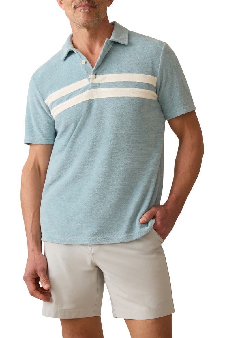 Cabana Surf Stripe Terry Cloth Polo, Main, color, PATINA POOL