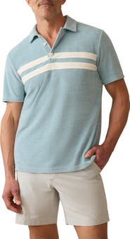 Faherty Cabana Surf Stripe Terry Cloth Polo