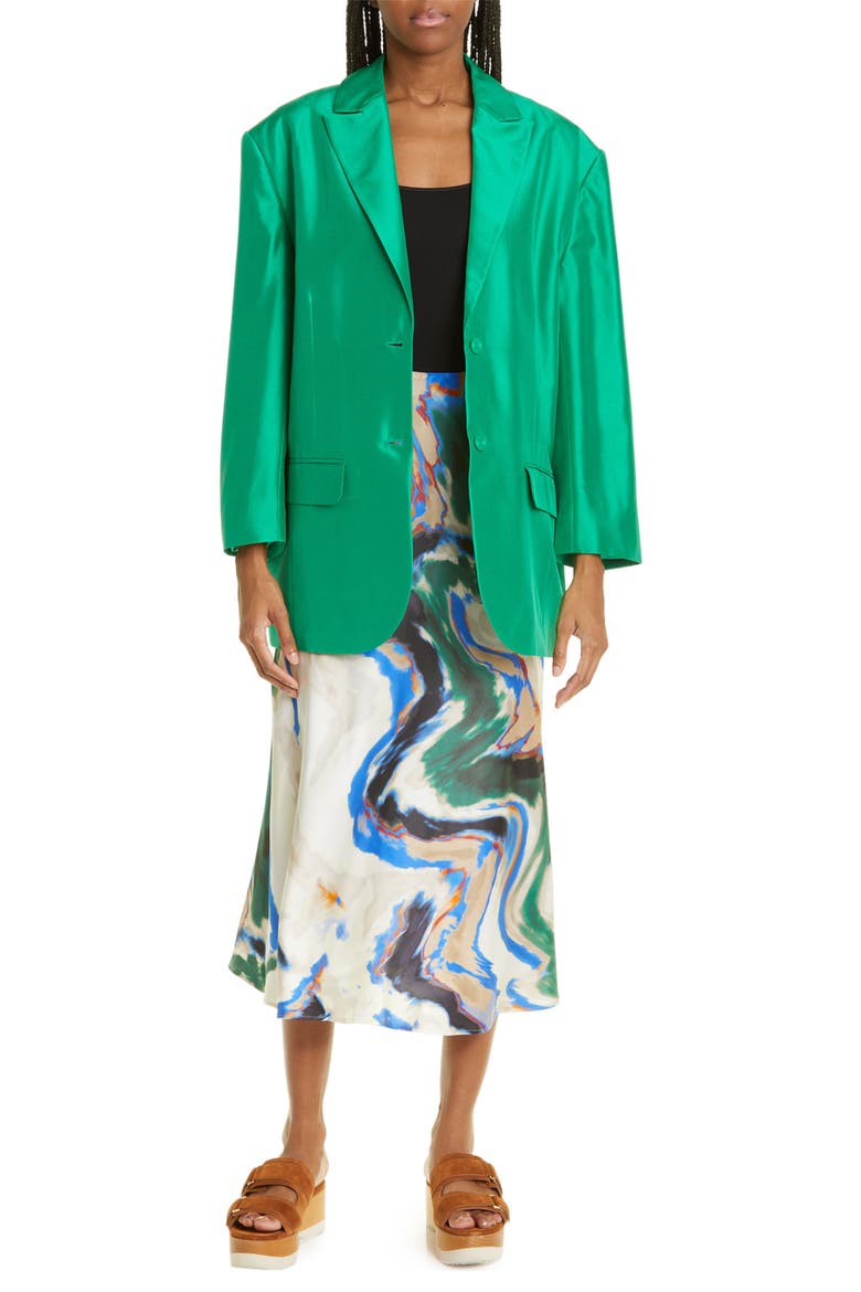 Jeloda Abstract Swirl Print Satin Skirt, Alternate, color, MIX