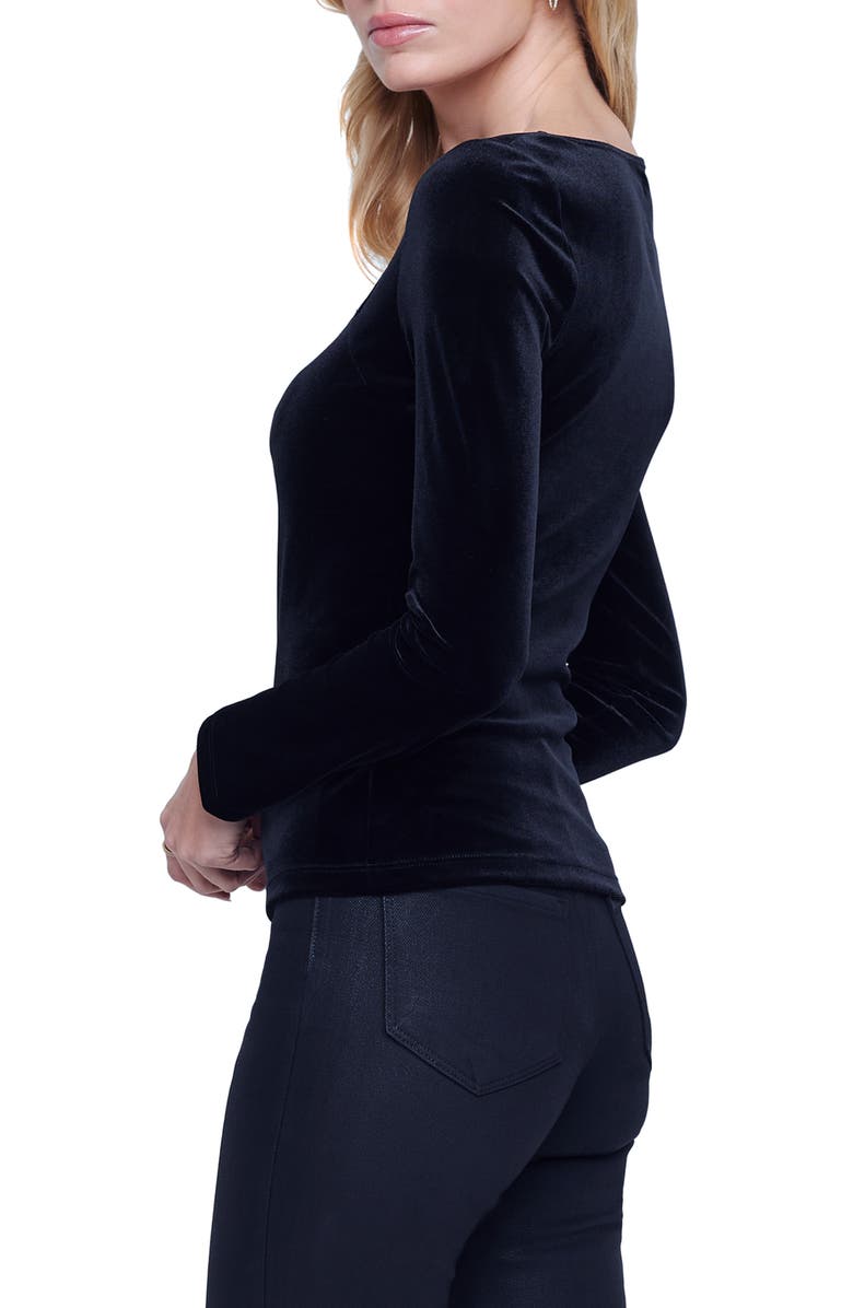 L'AGENCE Kinley Square Neck Stretch Velvet Top, Alternate, color,
