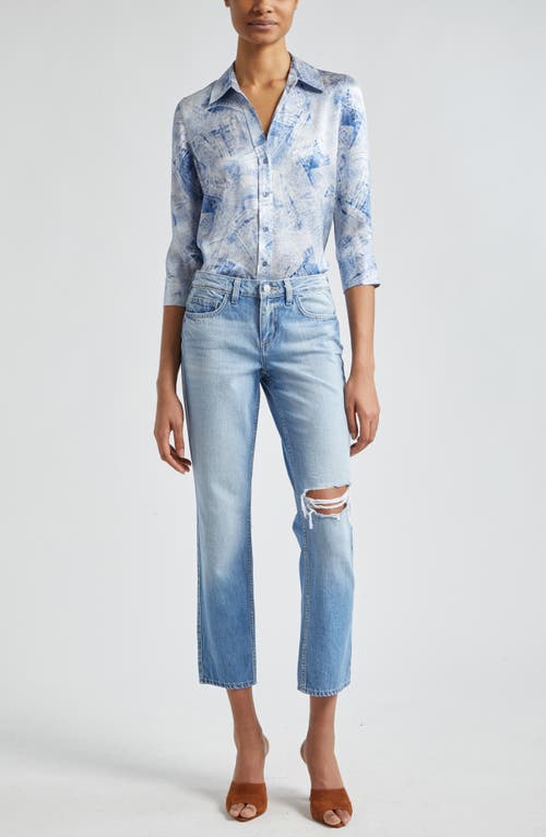 L Agence Nevia Low Rise Slouch Straight Leg Jeans In Caruso Destruct