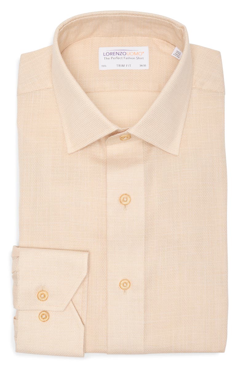 Lorenzo Uomo Trim Fit Dress Shirt, Alternate, color, Tan