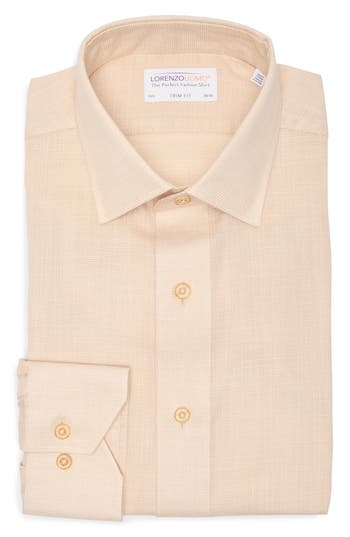 Lorenzo Uomo Trim Fit Dress Shirt In Tan