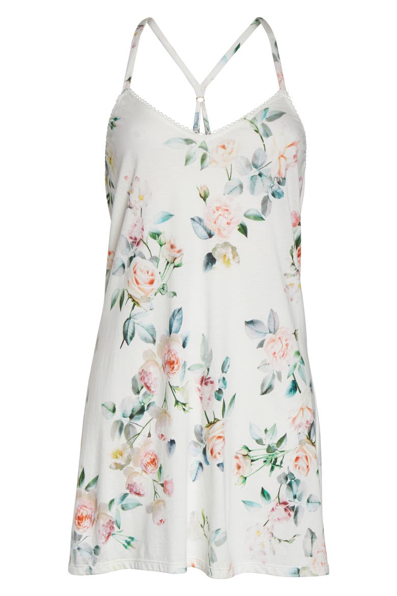 Pia Floral Print Chemise, Alternate, color, IVORY