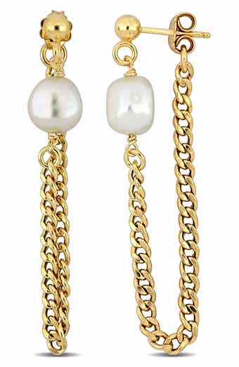 8-8.5mm Cultured Freshwater Pearl Front/Back Earrings