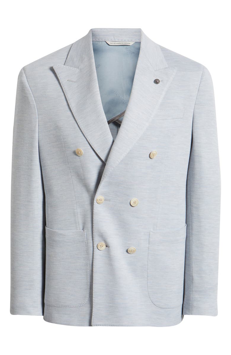 Jack Victor Hall COMFORTWEAR<sup>™</sup> Light Blue Mélange Knit Wool Double Breasted Blazer, Alternate, color, Light Blue