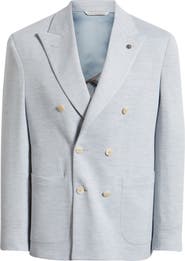 Jack Victor Hall COMFORTWEAR™ Light Blue Mélange Knit Wool Double Breasted Blazer