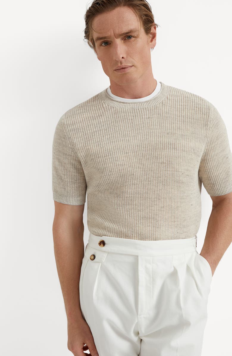 Brunello Cucinelli Linen and cotton T-shirt, Alternate, color, 