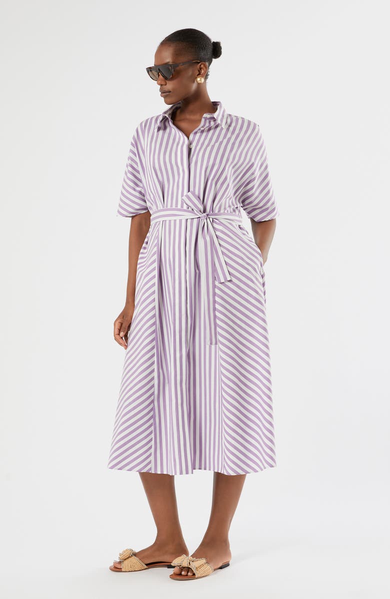 Marina Rinaldi Flirt Stripe Shirtdress, Alternate, color, Purple