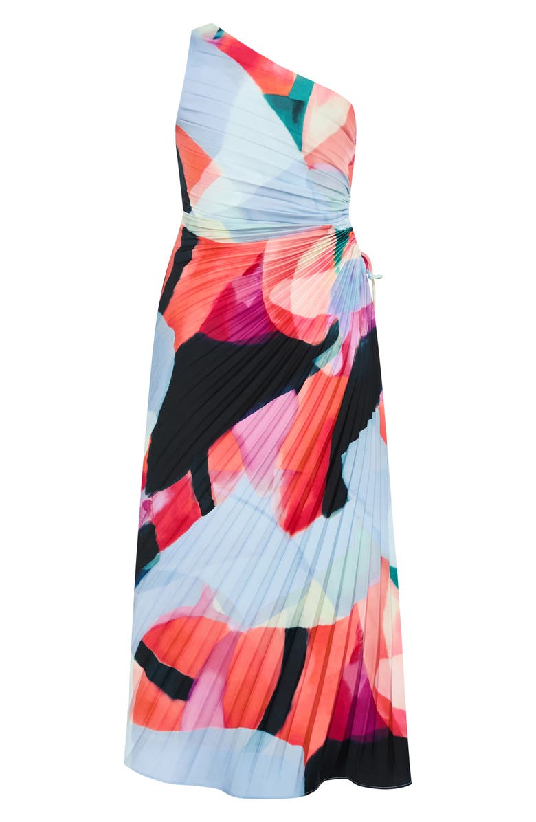 City Chic Aliza Print Cutout One-Shoulder Maxi Dress, Alternate, color, Aspect
