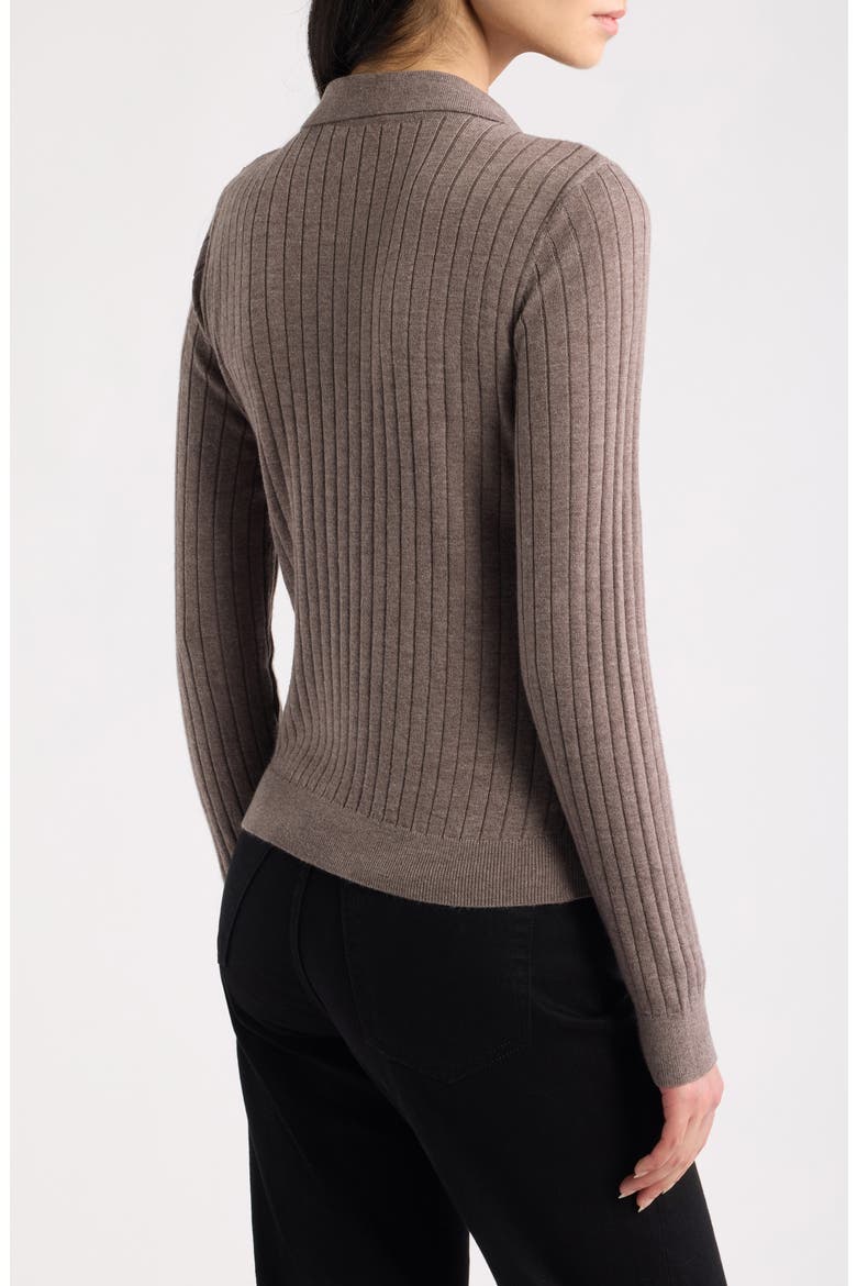 Evie Ribbed Polo Sweater, Alternate, color, PEWTER