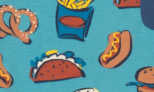 Hatley Kids' Carnival Eats Fitted Two-piece Pajamas In Blue