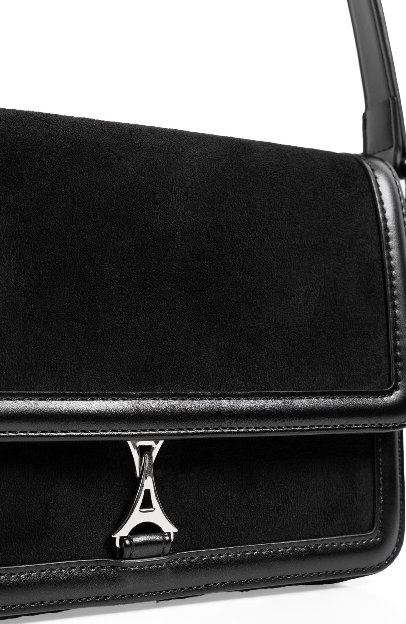 Manière De Voir Suede & Leather Crossbody Bag, Alternate, color, Black