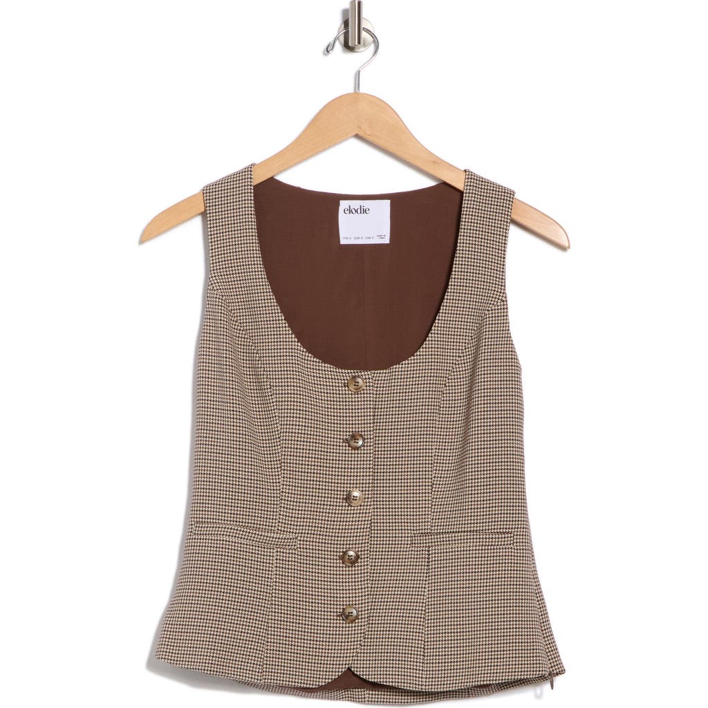 Elodie Houndstooth Slim Fit Button-up Vest