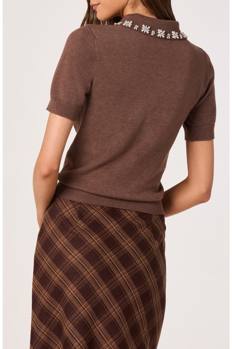 Imitation Pearl Detail Sweater, Alternate, color, BROWN