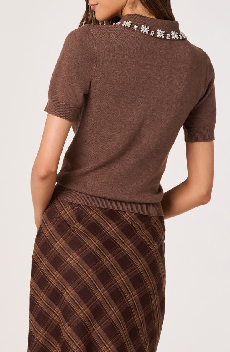 ASTR the Label Imitation Pearl Detail Sweater, Alternate, color, Brown