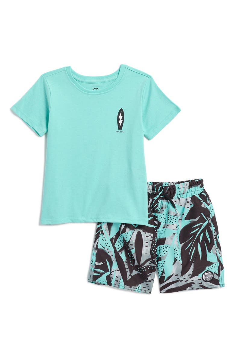 Volcom Kids' Jersey Tee & Swim Shorts Set, Main, color, Sea Spray