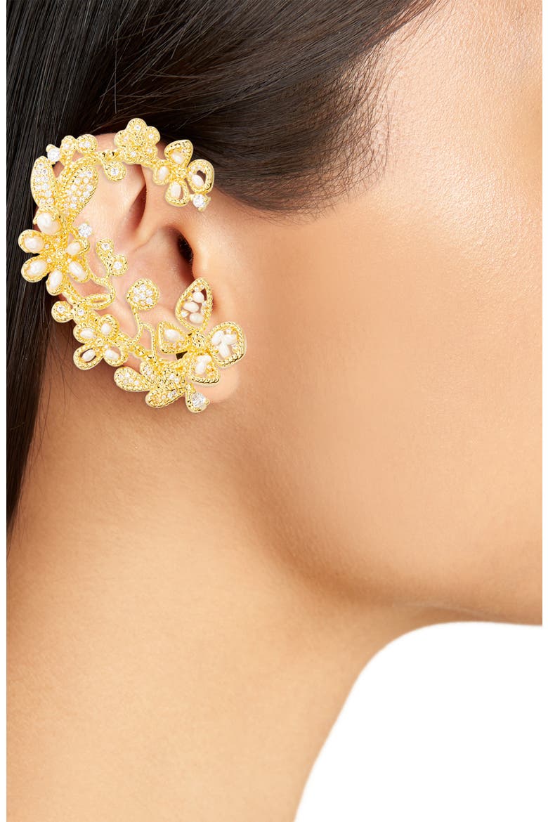 Bloom Freshwater Pearl Ear Climber, Alternate, color, GOLD/ PEARL