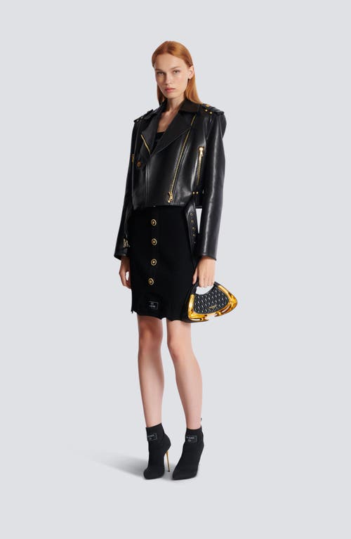 Balmain Black Optical Illusion Ribbed Knit Miniskirt
