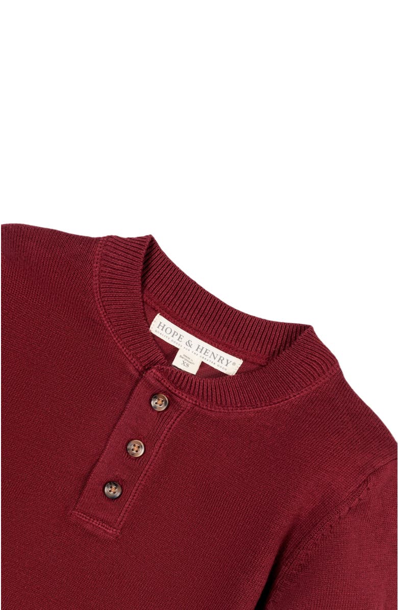 Hope & Henry Baby Boys' Organic Sweater Henley with Elbow Patches, Infant, Alternate, color, Oxblood