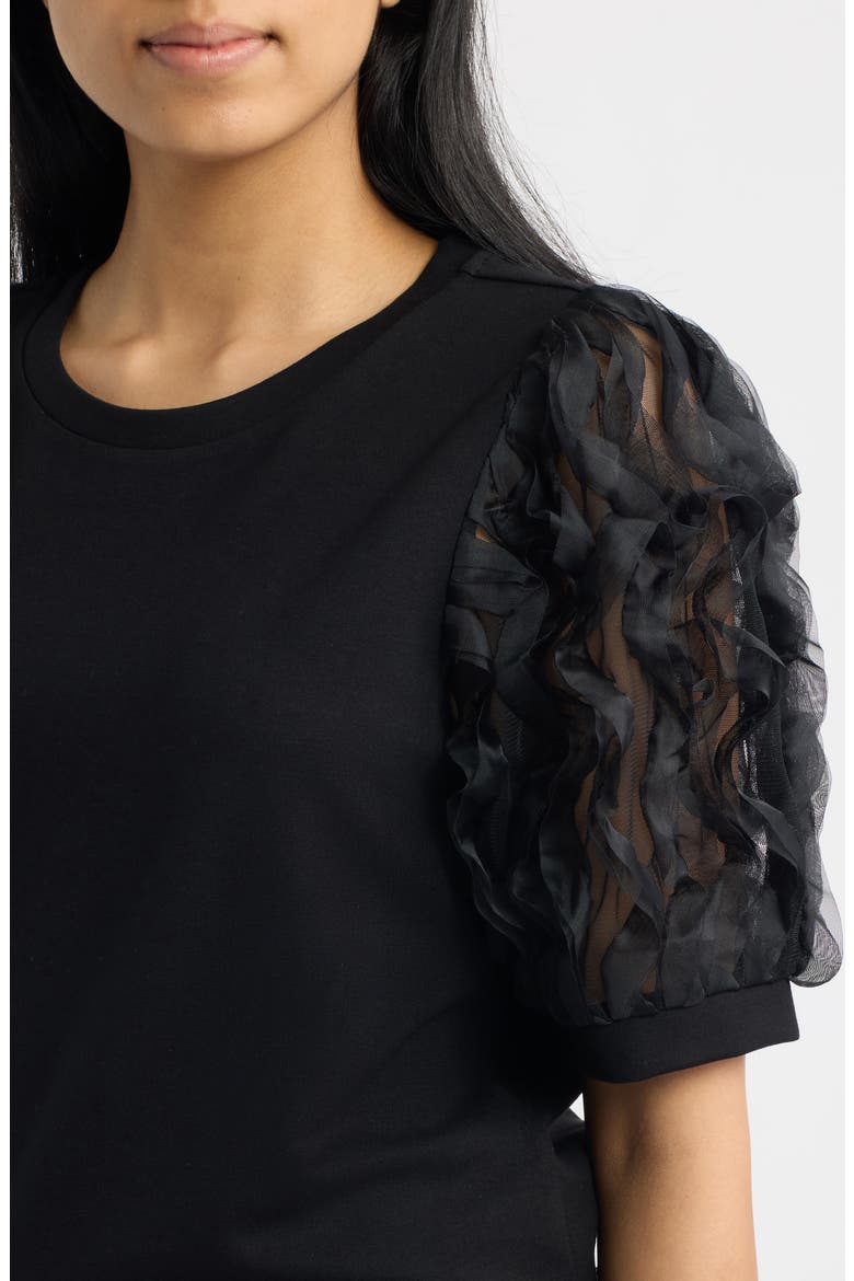 Puff Sleeve Top, Alternate, color, ANNE BLACK