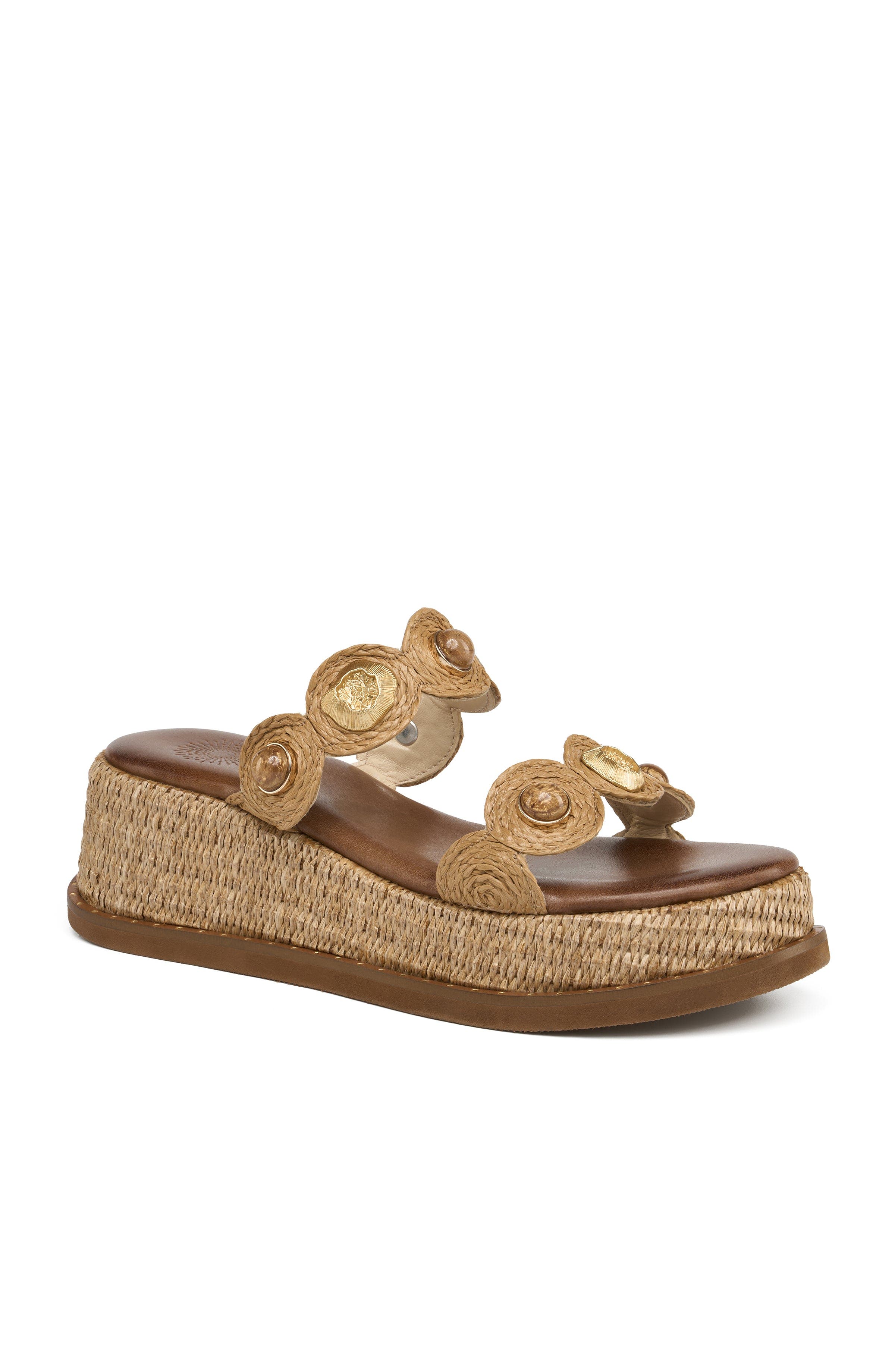 Grace Footwear Venice Raffia Platform Sandal, Main, color, Brown
