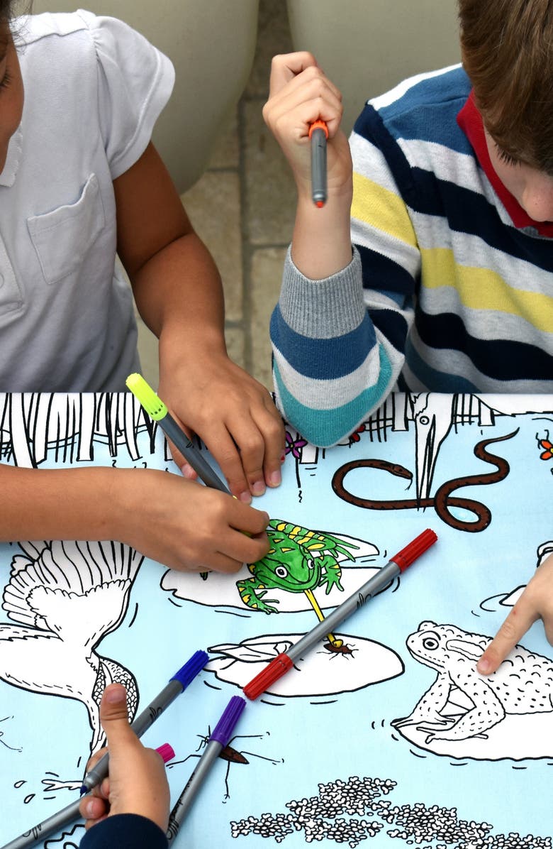 Eat Sleep Doodle Nature & Wildlife Pond Adventure Tablecloth, Alternate, color, Pond Adventure