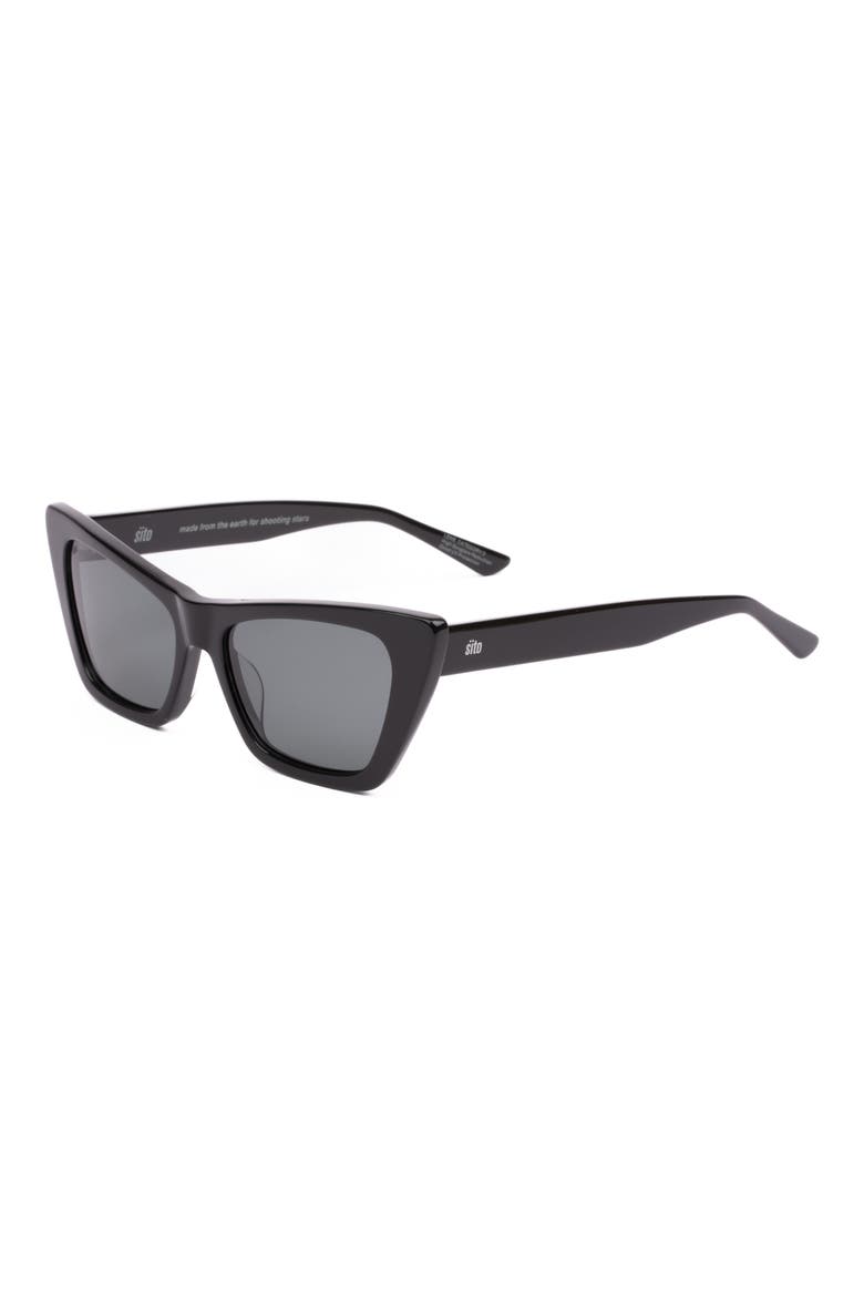 Wonderland 54mm Polarized Cat Eye Sunglasses, Alternate, color, BLACK/ GREY