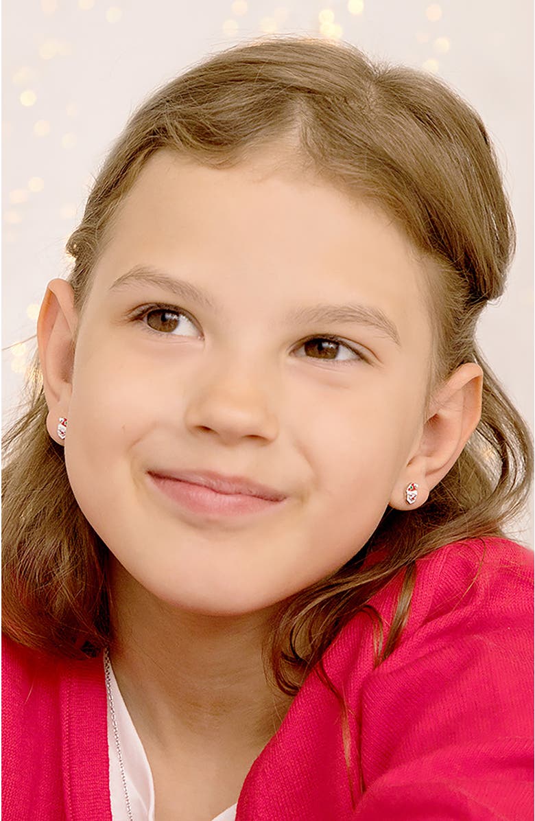 In Season Jewelry Jolly Christmas Santa Earrings, Alternate, color, White