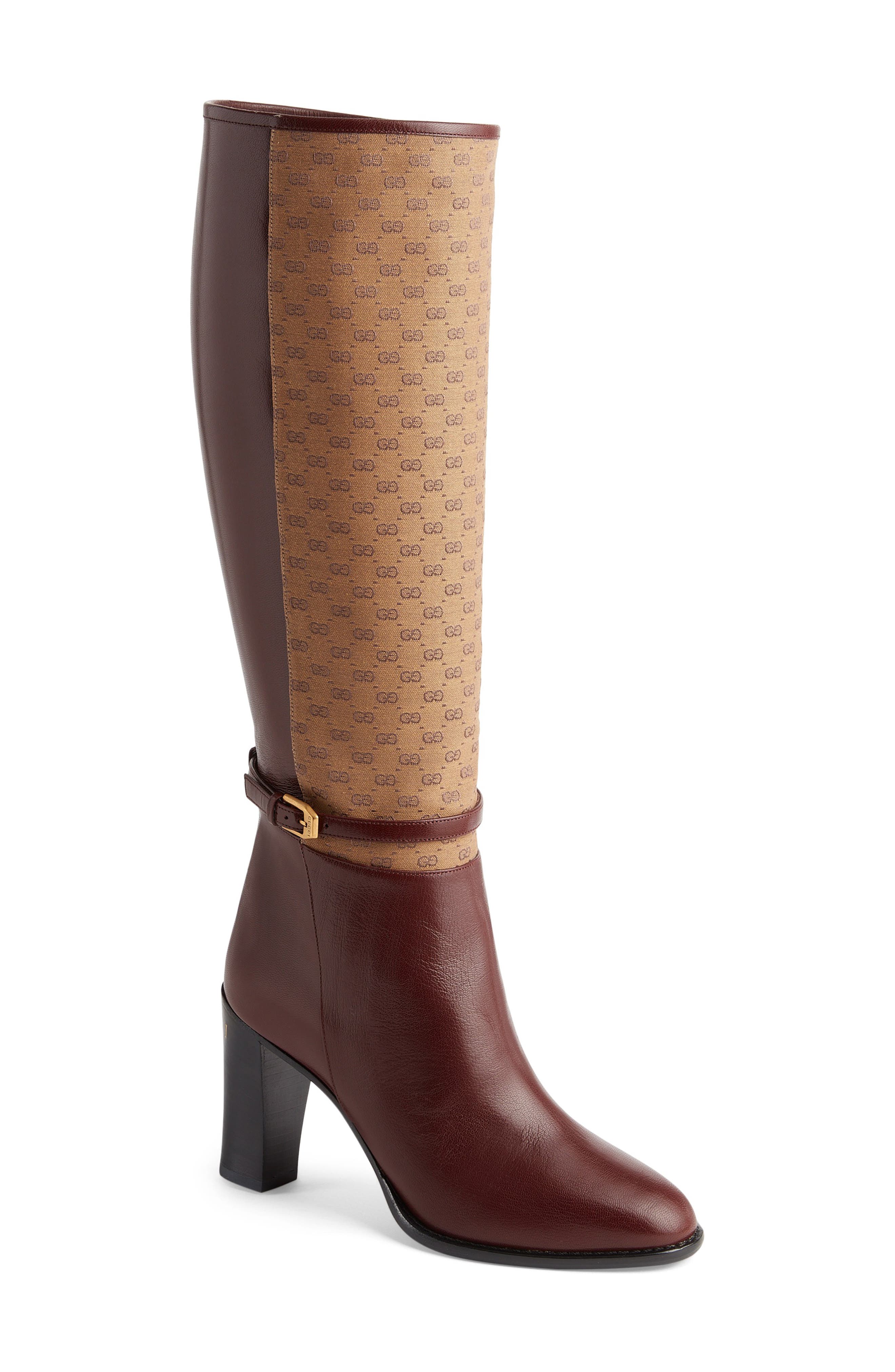 Gucci Finn Mixed Media Tall Boot, Main, color, 