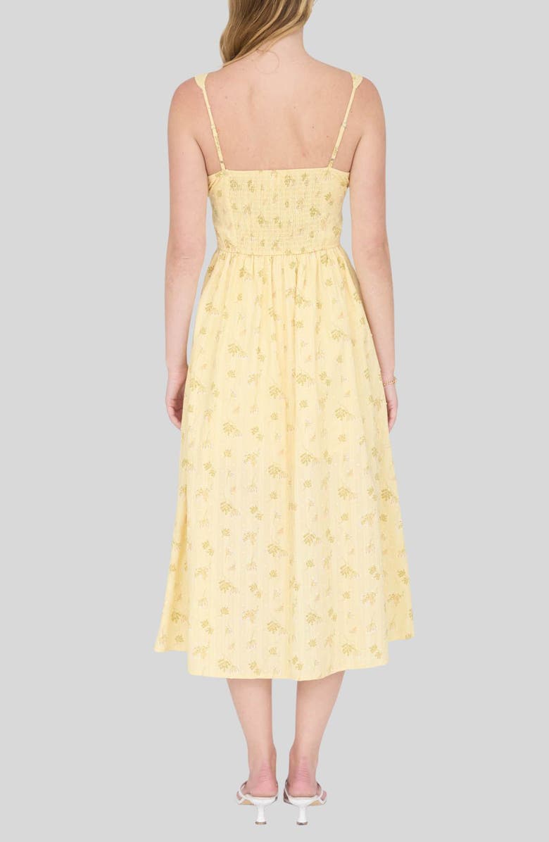 Blu Pepper Floral Cotton Midi Sundress, Alternate, color, Butter Yellow Multi