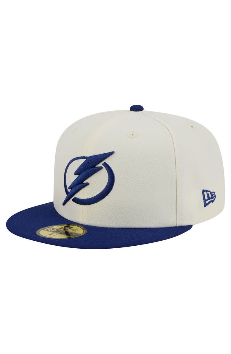 New Era Men's New Era White Tampa Bay Lightning Chrome Two-Toned 59FIFTY Fitted Hat, Alternate, color, Cream