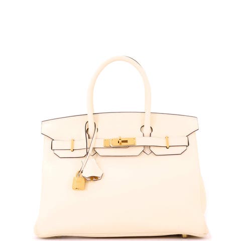 Birkin Handbag Light Clemence with Gold Hardware 30