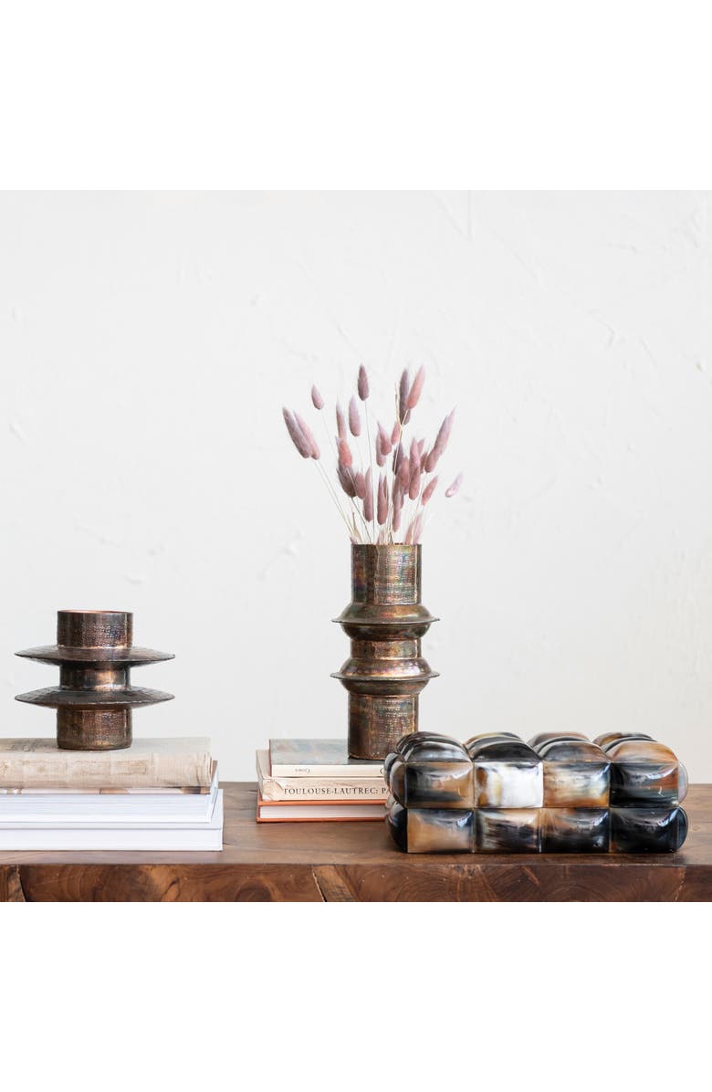 Storied Home Decorative Horn Bubble Storage Box, Black and Brown, Alternate, color, Black