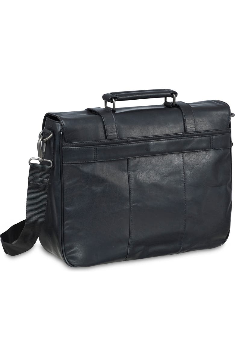 Mancini Flap Leather Briefcase, Alternate, color, Black