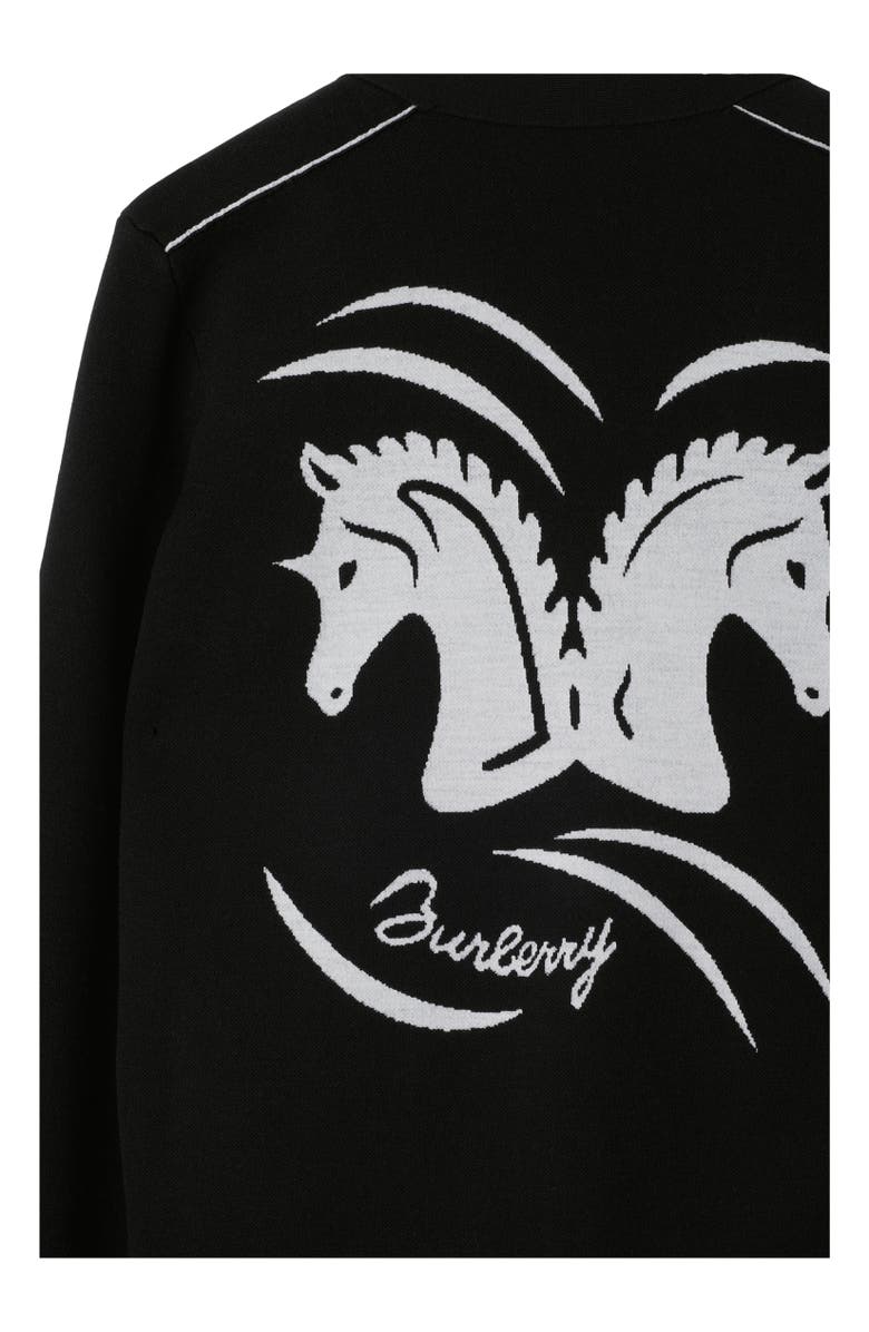 Burberry Mirrored Horse Wool Blend Cardigan, Alternate, color, 