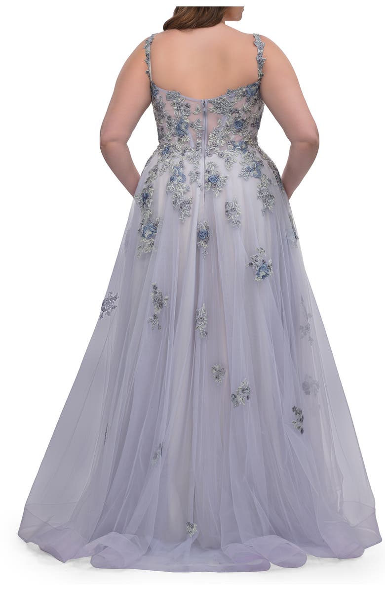 La Femme Lavender A-Line Plus Size Prom Dress with Lace, Alternate, color, Lavender