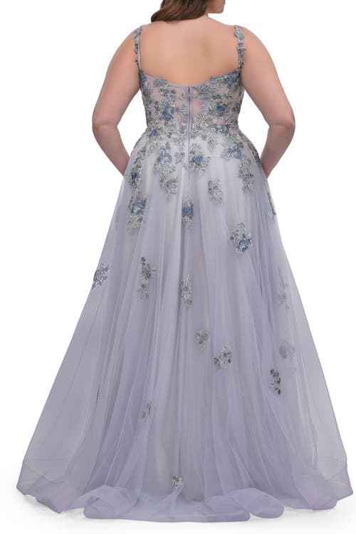La Femme Lavender A-line Plus Size Prom Dress With Lace