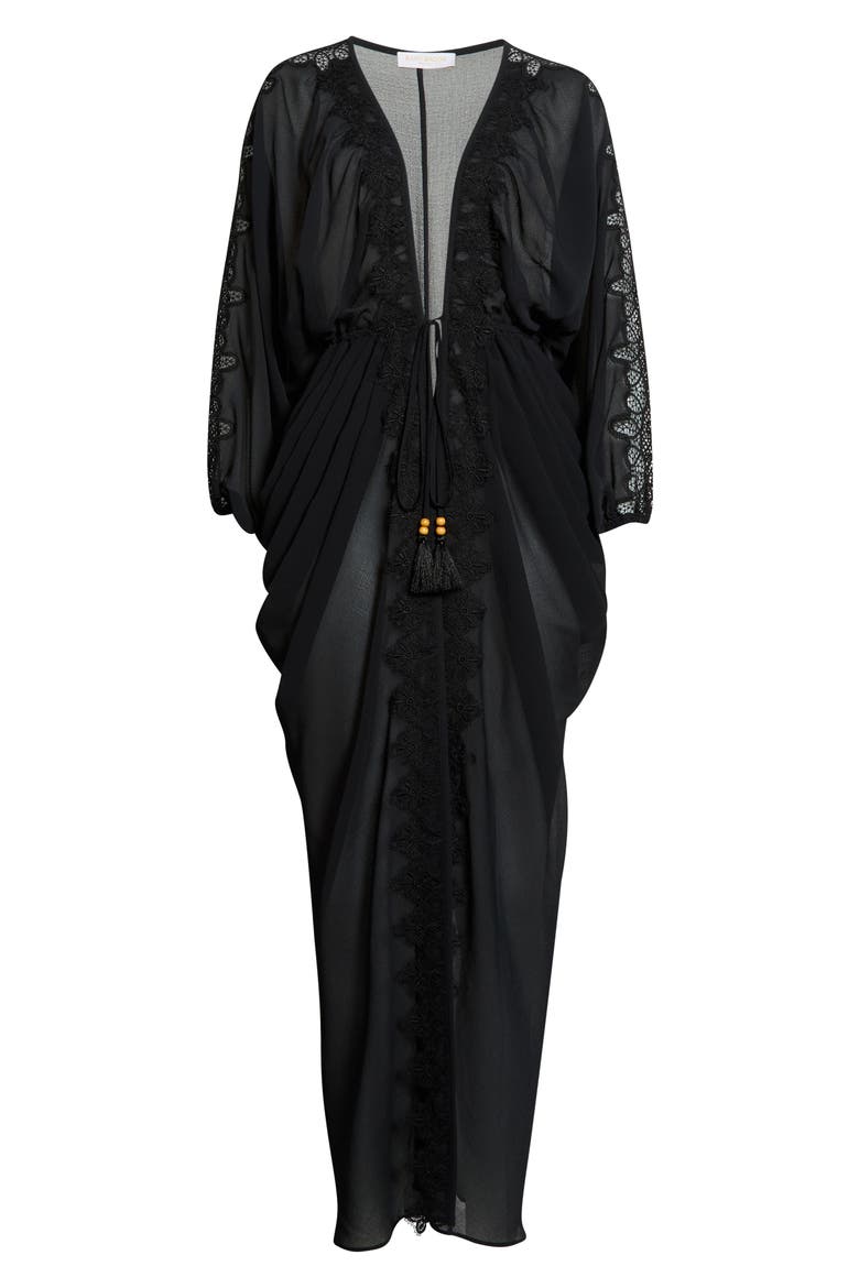 Bernice Lace Trim Cover-Up, Alternate, color, BLACK